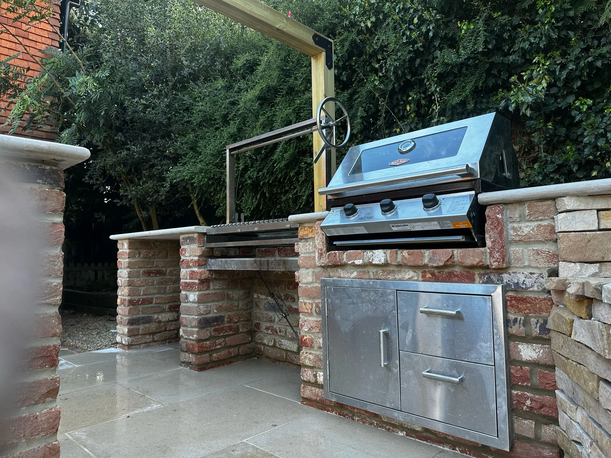Outdoor BBQ and grill with storage space