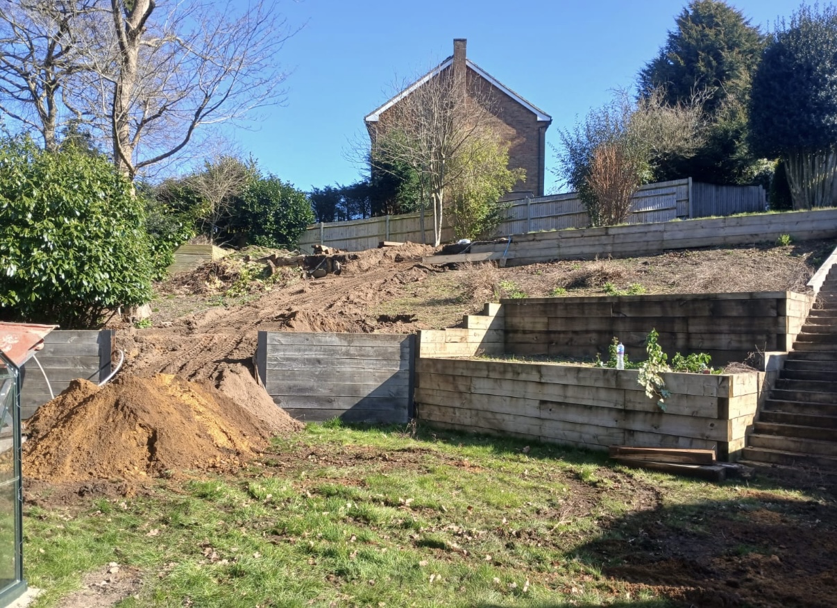 A before pic of our Deepdene project, depicting a steep, and uneven garden